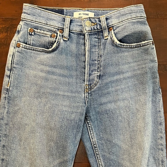 RE/DONE Revolve Denim 90s High Rise Ankle Crop Jeans True Blue Redone Size 24 - Picture 5 of 14